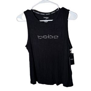Bebe Sleepwear Tank Top Women's Large Black Rhinestone Sleeveless Shirt